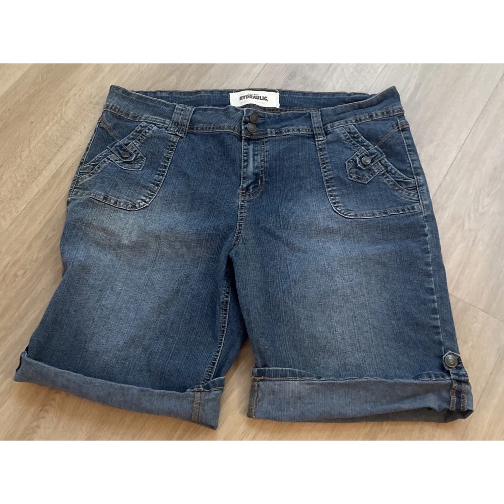 HYDRAULIC Denim Jeans Shorts Women's 20W 38" Waist Blue Medium Wash